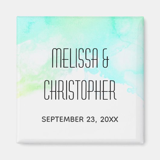 Moderne Abstracte groene en blauwe Waterverf bruil Magneet (Voorkant)