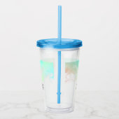 Moderne Abstracte groene en blauwe Waterverf zwemm Acryl Drinkbeker (Rechts)