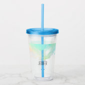 Moderne Abstracte groene en blauwe Waterverf zwemm Acryl Drinkbeker (Voorkant)