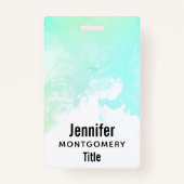 Moderne Abstracte groene en blauwe Waterverf zwemm Badge (Achterkant)