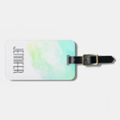 Moderne Abstracte groene en blauwe Waterverf zwemm Bagagelabel (Voorkant horizontaal)