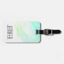 Moderne Abstracte groene en blauwe Waterverf zwemm Bagagelabel