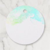 Moderne Abstracte groene en blauwe Waterverf zwemm Bedankjes Labels (Achterkant)