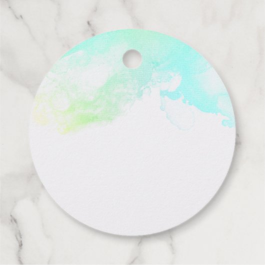 Moderne Abstracte groene en blauwe Waterverf zwemm Bedankjes Labels (Achterkant)