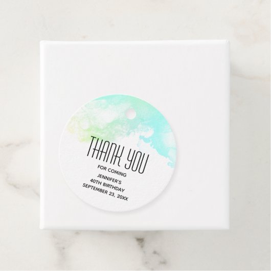 Moderne Abstracte groene en blauwe Waterverf zwemm Bedankjes Labels (In situ)