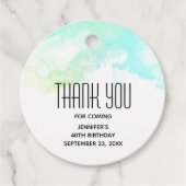 Moderne Abstracte groene en blauwe Waterverf zwemm Bedankjes Labels (Voorkant)