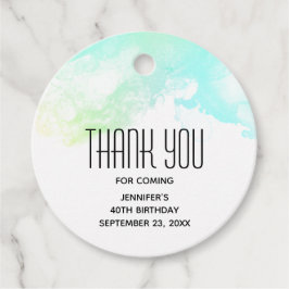 Moderne Abstracte groene en blauwe Waterverf zwemm Bedankjes Labels