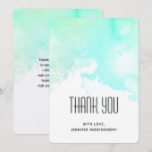 Moderne Abstracte groene en blauwe Waterverf zwemm Bedankkaart (Voorkant / Achterkant)