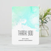 Moderne Abstracte groene en blauwe Waterverf zwemm Bedankkaart (Staand voorkant)