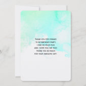 Moderne Abstracte groene en blauwe Waterverf zwemm Bedankkaart (Achterkant)