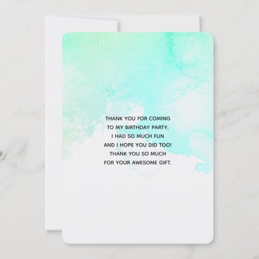 Moderne Abstracte groene en blauwe Waterverf zwemm Bedankkaart (Achterkant)