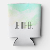 Moderne Abstracte groene en blauwe Waterverf zwemm Blikjeskoeler (Voorkant)