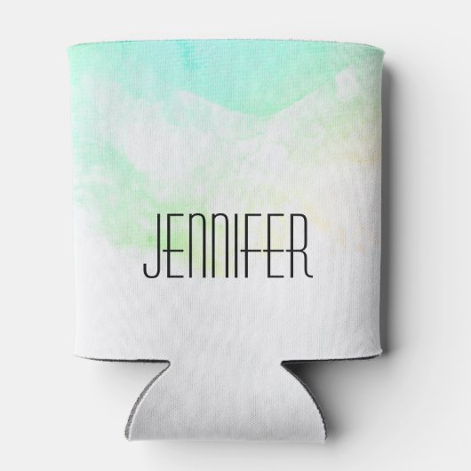 Moderne Abstracte groene en blauwe Waterverf zwemm Blikjeskoeler (Achterkant)