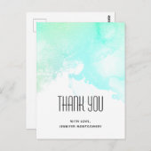 Moderne Abstracte groene en blauwe Waterverf zwemm Briefkaart (Voorkant / Achterkant)