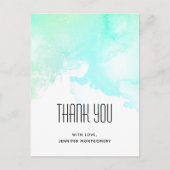 Moderne Abstracte groene en blauwe Waterverf zwemm Briefkaart (Voorkant)