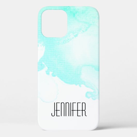 Moderne Abstracte groene en blauwe Waterverf zwemm Case-Mate iPhone Case (Achterkant)