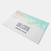 Moderne Abstracte groene en blauwe Waterverf zwemm Deurmat (Schuin)