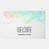 Moderne Abstracte groene en blauwe Waterverf zwemm Deurmat (Voorkant)