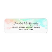 Moderne Abstracte groene en blauwe Waterverf zwemm Etiket (Voorkant)