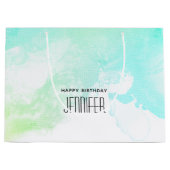 Moderne Abstracte groene en blauwe Waterverf zwemm Groot Cadeauzakje (Voorkant)