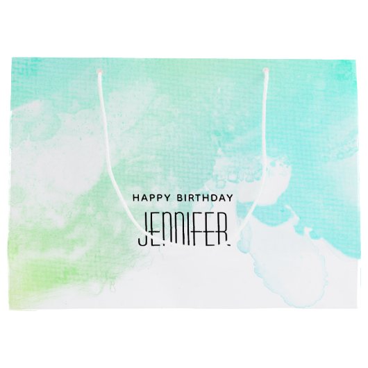 Moderne Abstracte groene en blauwe Waterverf zwemm Groot Cadeauzakje (Achterkant)