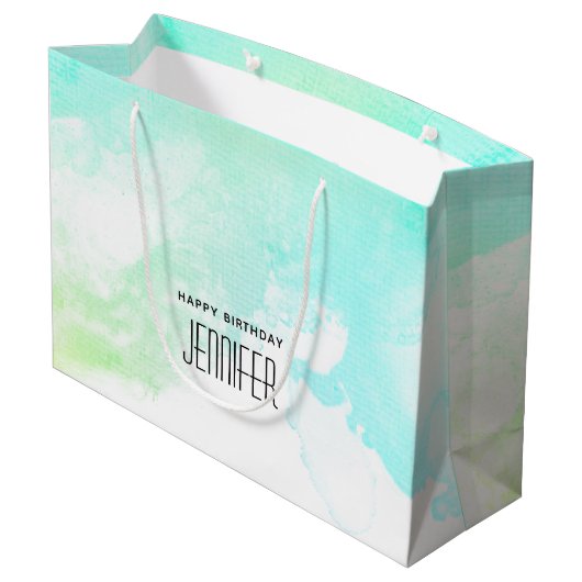 Moderne Abstracte groene en blauwe Waterverf zwemm Groot Cadeauzakje (Achterkant Gekanteld)