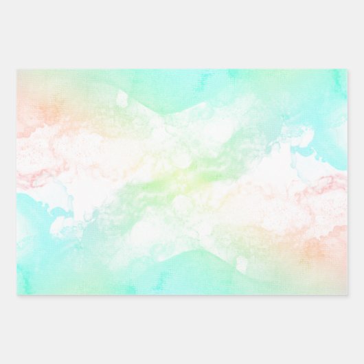 Moderne Abstracte groene en blauwe Waterverf zwemm Inpakpapier Vel (Voorkant 2)