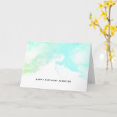 Moderne Abstracte groene en blauwe Waterverf zwemm Kaart (Gele Bloem)