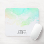 Moderne Abstracte groene en blauwe Waterverf zwemm Muismat (Met muis)