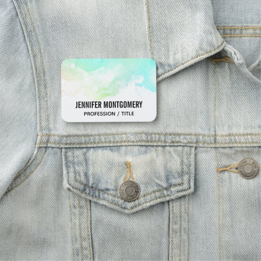 Moderne Abstracte groene en blauwe Waterverf zwemm Naamplaatje (In situ)