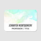 Moderne Abstracte groene en blauwe Waterverf zwemm Naamplaatje (Voorkant)