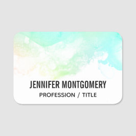 Moderne Abstracte groene en blauwe Waterverf zwemm Naamplaatje