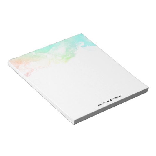 Moderne Abstracte groene en blauwe Waterverf zwemm Notitieblok (Schuin)