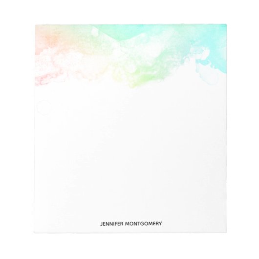 Moderne Abstracte groene en blauwe Waterverf zwemm Notitieblok (Voorkant)