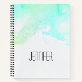 Moderne Abstracte groene en blauwe Waterverf zwemm Notitieboek
