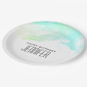 Moderne Abstracte groene en blauwe Waterverf zwemm Papieren Bordje (Gekanteld)