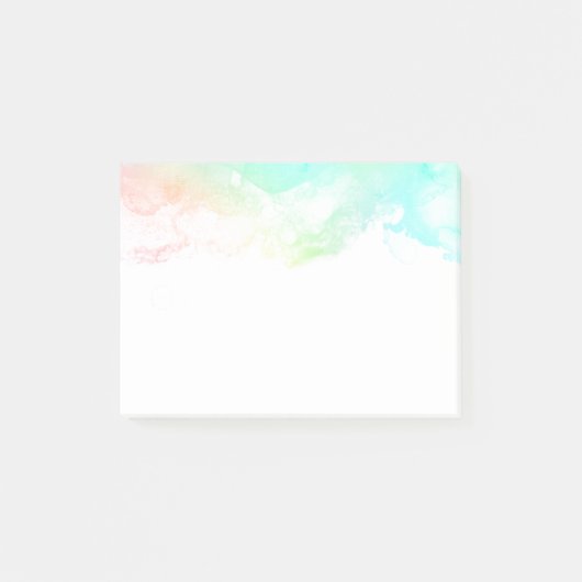 Moderne Abstracte groene en blauwe Waterverf zwemm Post-it® Notes (Voorkant)