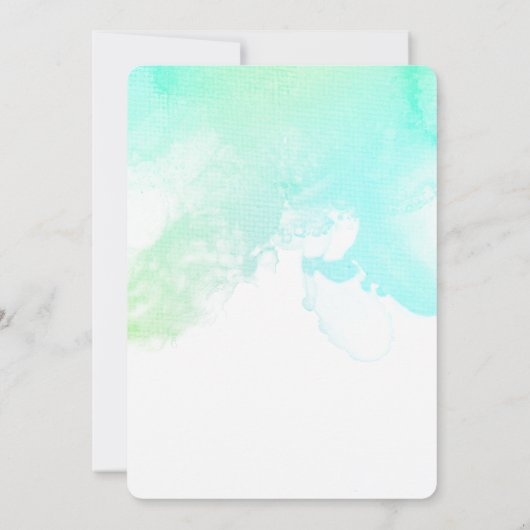 Moderne Abstracte groene en blauwe Waterverf zwemm Save The Date (Achterkant)