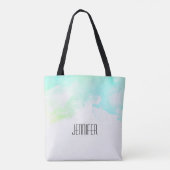 Moderne Abstracte groene en blauwe Waterverf zwemm Tote Bag (Achterkant)