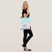 Moderne Abstracte groene en blauwe Waterverf zwemm Tote Bag (Op model)