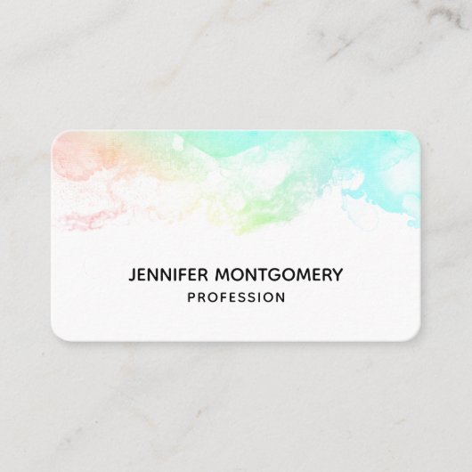 Moderne Abstracte groene en blauwe Waterverf zwemm Visitekaartje (Voorkant)