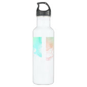 Moderne Abstracte groene en blauwe Waterverf zwemm Waterfles (Achterkant)