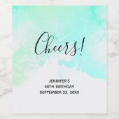 Moderne Abstracte groene en blauwe Waterverf zwemm Wijn Etiket (Enkel label)