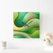 Moderne Abstracte Groene Golf Wandklok (Huis)