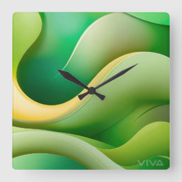 Moderne Abstracte Groene Golf Wandklok