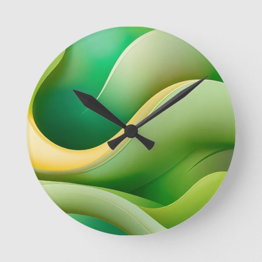 Moderne Abstracte Groene Golf Wandklok (Voorkant)