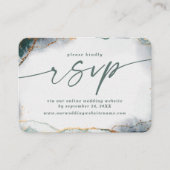 Moderne Abstracte Groene & Gouden Trouwwebsite RSV Informatiekaartje (Voorkant)