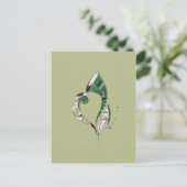 Moderne abstracte groene handtekeninktafbeelding briefkaart (Staand voorkant)