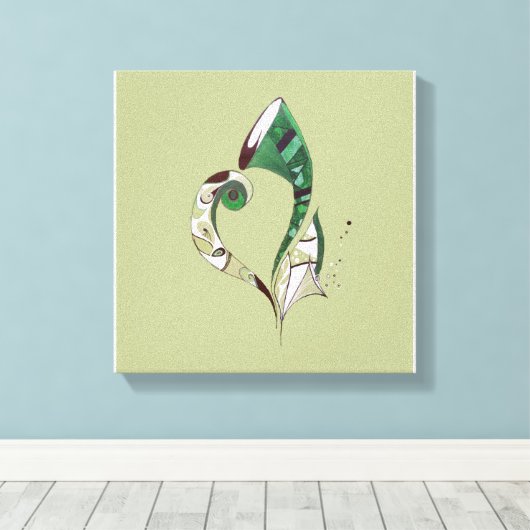 Moderne abstracte groene handtekeninktafbeelding canvas afdruk (Insitu (Houten vloer))