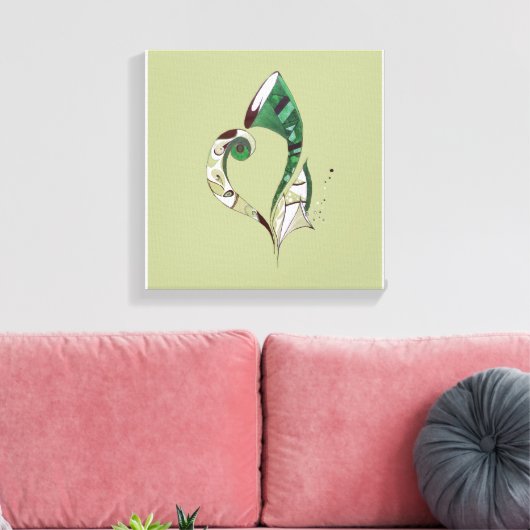 Moderne abstracte groene handtekeninktafbeelding canvas afdruk (Insitu (Woonkamer))